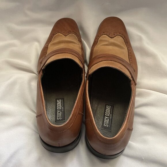 Stacy Adams Mens Leather Slip-On Loafers Two-Tone Brown Size 8.5M - Picture 10 of 12